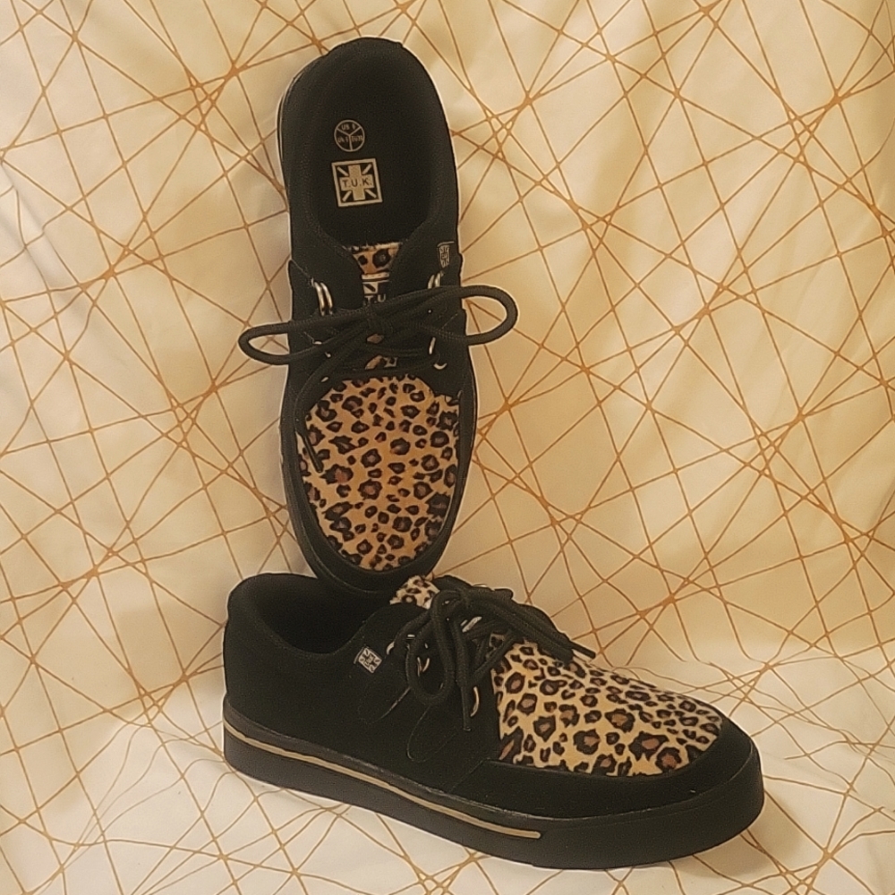 🇬🇧 Black & Leopard Vegan Low Creeper Sneaker Unisex
